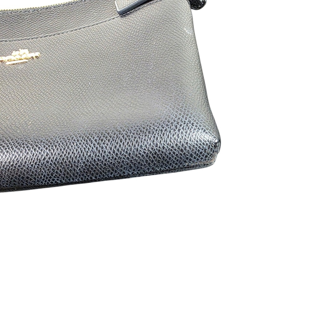 Coach Wristlet Women OS Black Good Crossgrain Leather Gold Hardware Zip Pouch - Picture 5 of 11